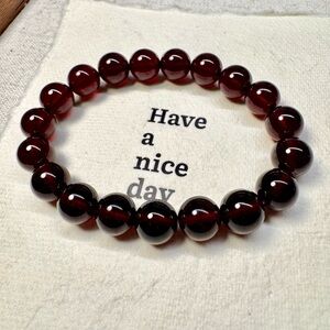 Deep Red Garnet Bracelet 10mm - Grade AAA High Quality Natural Crystal